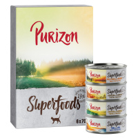 Purizon Superfoods 12 x 70 g - míchané balení (4x kuřecí, 4x tuňák, 2x divočák, 2x zvěřina)