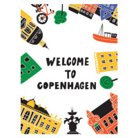 Ilustrace Welcome to Copenhagen. Funny hand drawn, Ekaterina Kapranova, 30 × 40 cm