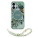 Pouzdro Guess pro iPhone 16 6.1 zelené IML Flowers With Pearl Strap MagSafe