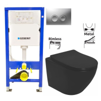 GEBERIT DuofixBasic s matným tlačítkem DELTA21 + WC REA CARLO MINI RIMLESS ČIERNY MAT + SEDADLO 