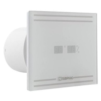 SAPHO GLASS koupelnový ventilátor axiální s LED displejem, potrubí 100mm, GS103