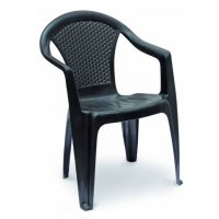 Zahradní židle KORA –⁠ plast, výplet umělý ratan, antracit