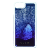 Zadní kryt Guess Liquid Glitter Flower GUHCP13LLFLSB pro Apple iPhone 13 Pro, modrá