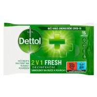 Dettol Fresh 2 v 1 dezinfekční ubrousky na ruce a povrchy 15 ks