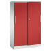 C+P Skříň s posuvnými dveřmi ASISTO, výška 1617 mm, šířka 1000 mm, světlá šedá/ohnivě červená