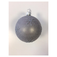 Vánoční ozdoby Střední vánoční koule s hvězdami 6 ks - šedá