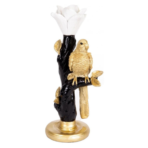 Eurolamp Svícen papoušek 13x10x28 cm pryskyřice/zlatá/černá 752-26031