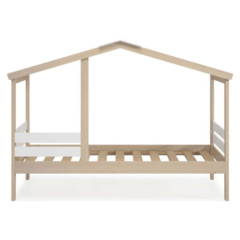 Bílá/přírodní domečková dětská postel v dekoru borovice 90x190 cm Angel – Marckeric