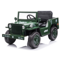 Dětský elektrický vojenský jeep willys SMALL 4x4 tmavě zelený J-PA0263 ZI