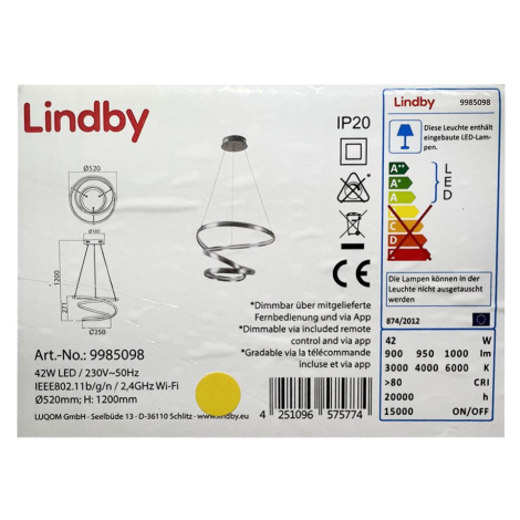 Lindby Lindby - LED Stmívatelný lustr na lanku VERIO LED/230V + DO