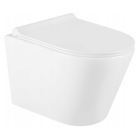 MEXEN/S Rico Závěsná WC mísa Rimless včetně sedátka s slow-slim, Duroplast, bílá 30720500 307205