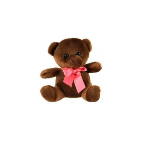 Medvěd/Medvídek sedící s mašlí plyš 15cm tmavě hnědý v sáčku 0+ Teddies