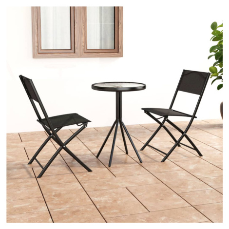 vidaXL 3dílný bistro set ocel černý