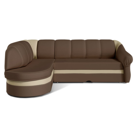 Levostranná rohová sedací souprava Benano s rozkládací funkcí typu delfín a úložným prostorem na ELTAP