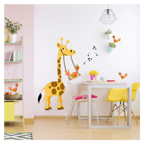 Dětské samolepky na zeď - Žirafa s houpačkou INSPIO