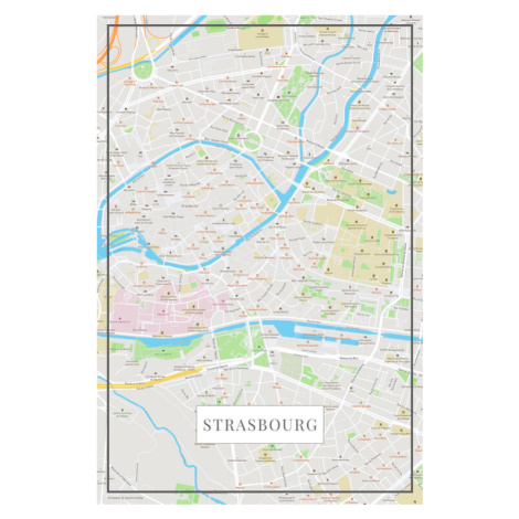 Mapa Strasbourg color, (26.7 x 40 cm)