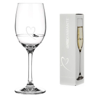 Diamante sklenice na bílé víno se Swarovski krystaly Petit Heart 240 ml 1KS