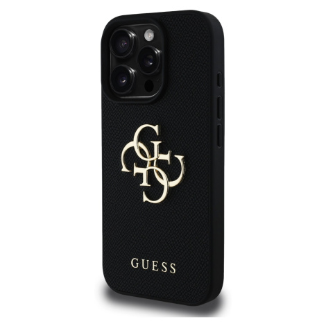 Zadní kryt Guess PU Grained 4G Metal Logo pro Apple iPhone 16 Pro Max, černá