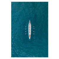 Fotografie Rowboat on the ocean as seen from above, France, Abstract Aerial Art, (26.7 x 40 cm)