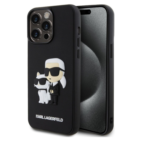 Karl Lagerfeld 3D Rubber Karl and Choupette kryt iPhone 14 Pro Max černý