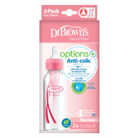 DR.BROWNS - Láhev antikolik Options+ úzká 2x250ml plast růžová (SB82305)