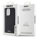 Zadní kryt DKNY PU Leather Silver Metal Logo Magsafe pro Apple iPhone 15 Pro Max, černá