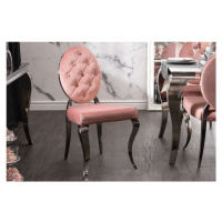 Estila Zámecká jídelní židle Modern Barock s růžovým potahem a stříbrnými nožičkami 92cm