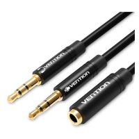 Vention 2x 3.5mm Male to 3.5mm Female Audio Cable 0.3m Black ABS Type