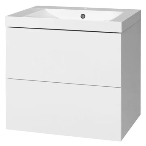 MEREO Aira, koupelnová skříňka s umyvadlem z litého mramoru 61 cm, bílá CN710M