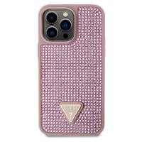 Zadní kryt Guess Rhinestones Triangle Metal Logo pro Apple iPhone 15 Pro Max, pink