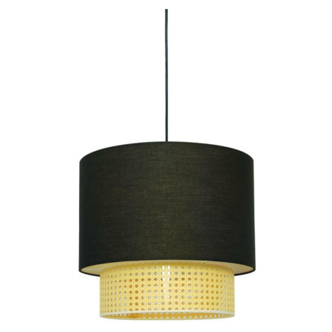 ACA Lighting závěsné svítidlo 2XE27 NISYROS černá textil+ratan D40xH150CM TF20832PB