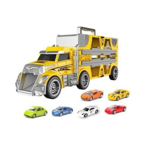 Bavytoy Kufřík kamion žlutý s dráhou a 6 auty