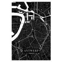 Mapa Antwewrp black, 26.7 × 40 cm