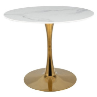 Signal Jídelní stůl ESPERO Barva: zlatá / mramorový efekt bílá