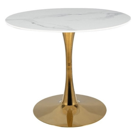 Signal Jídelní stůl ESPERO Barva: zlatá / mramorový efekt bílá