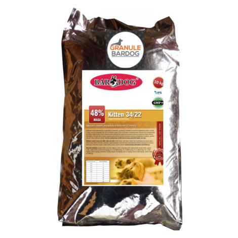 Granule Bardog Super premiové krmivo pro kočky Kitten 34/22 - 10 kg