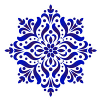 Ilustrace decorative flower blue and white, horizon2531, 40 × 40 cm