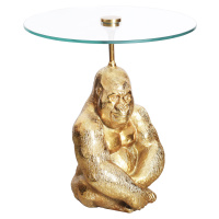 Estila Luxusní kulatý příruční stolek Wilde v art-deco stylu s podstavou s figurou gorily ve zla
