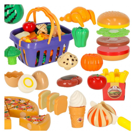 Sada zeleniny a ovoce na krájení 36 ks s doplňky v košíku – kreativní hra na vaření