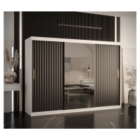 Šatní skříň Abi Riflo Wave 2 Barva korpusu: Bílá, Rozměry: 250 cm, Dveře: Černá + zrcadlo