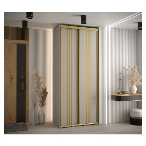 Šatní skříň INDIRA 6 - 100/60 cm, kašmír / zlatá