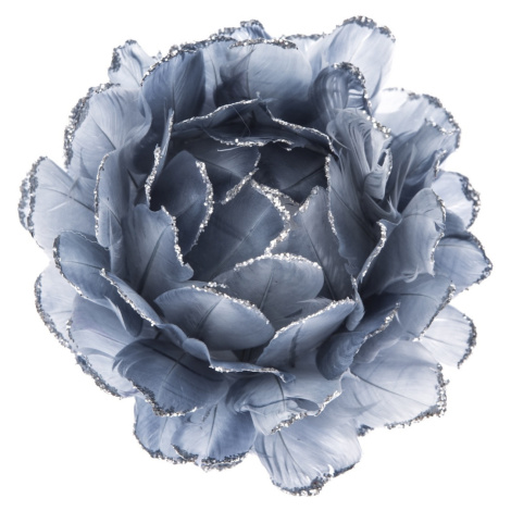 Závěsná květina z peří šedo - modrá, 8 cm
