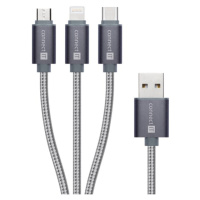 CONNECT IT Wirez 3in1 USB-C & Micro USB & Lightning, silver gray, 1,2 m