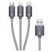 CONNECT IT Wirez 3in1 USB-C & Micro USB & Lightning, silver gray, 1,2 m