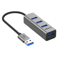 AlzaPower Metal USB hub USB-A (M) na 4× USB-A 3.0 (F) vesmírně šedý