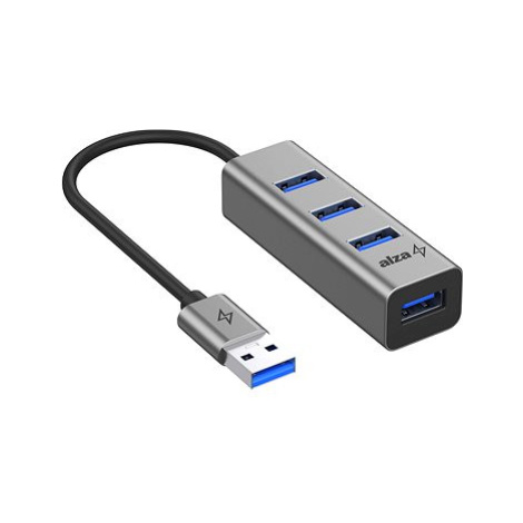 AlzaPower Metal USB hub USB-A (M) na 4× USB-A 3.0 (F) vesmírně šedý