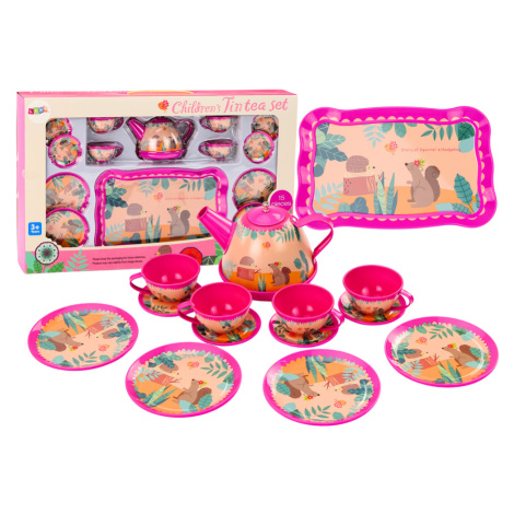 mamido Sada na kávu a čaj - šálky, konvice, tácek růžová kavárna 15 dílů