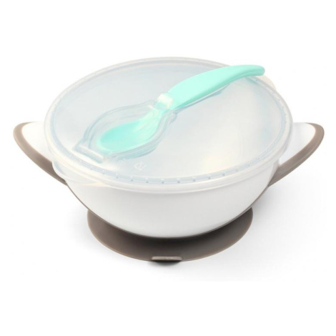 Baby ONO Dětská miska s přísavkou a lžičkou bílo-šedá