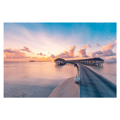 Fotografie Amazing beach landscape. Beautiful Maldives sunset, Levente Bodo, 40 × 26.7 cm