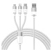 Kabel 3 v 1 Baseus StarSpeed USB, USB-C + micro USB + Lightning, 3,5 A, 1,2 m (bílý)